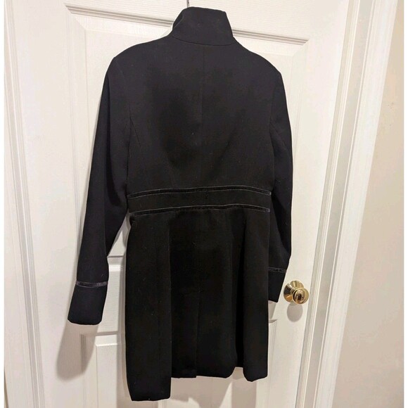 Elle Size Small Black Button Up Peacoat With Bow Coat - Picture 5 of 8